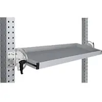 Manuflex kantelbare opbergconsole, voor de serie Universal of Profi, bruikbare diepte 195 mm, voor tafelbreedte 2500 mm, aluminium zilver