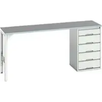 Bott Onderbank verso, linoleumblad, 5 laden, B 2000 x D 600 x H 930 mm, lichtgrijs
