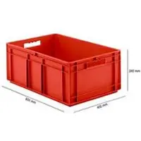 Ssi Stapelbak Eurobox serie EF 6240 - PP - L 600 x B 400 x H 240 mm - 47,5 l - gesloten wanden - open handgrepen - rood