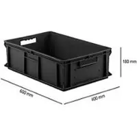 Ssi Eurobox serie EF 6180, geleidend PP, inhoud 35,4 l, open handgreep, zwart