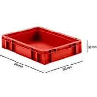 Ssi Stapelbak EF 4080 - polypropeen - L 400 x B 300 x H 80 mm - 7,4 L - bodemgreep - rood