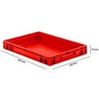 Ssi Stapelbak Eurobox serie EF 6070 - PP - L 600 x B 400 x H 75 mm - 14,3 l - gesloten wanden - gesloten handgrepen - rood