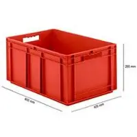 Ssi Stapelbak Eurobox serie EF 6280 - PP - L 600 x B 400 x H 285 mm - 56,6 l - gesloten wanden - open handgreep - rood