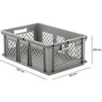 Ssi Eurobox serie EF 6221, van PP, inhoud 43,5 l, geperforeerde wanden, grijs, open handgreep