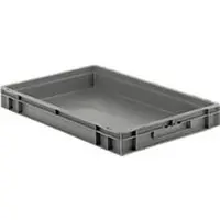 Ssi Stapelbak Eurobox serie EF 6070 - PP - L 600 x B 400 x H 75 mm - 14,3 l - gesloten wanden - gesloten handgrepen - grijs