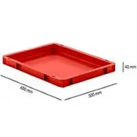 Ssi Stapelbak EF 4040 - polypropeen - L 400 x B 300 x H 40 mm - 3,6 L - bodemgreep - rood