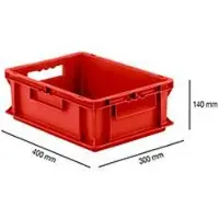 Ssi Stapelbak EF 4140 - polypropeen - L 400 x B 300 x H 140 mm - 12,8 liter - open handvat - rood