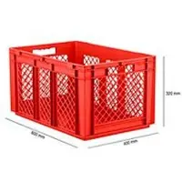 Ssi Eurobox serie EF 6321, van PP, inhoud 63,7 l, geperforeerde wanden, rood, open handgreep