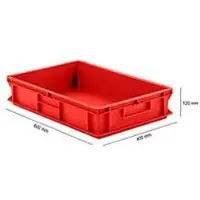 Ssi Stapelbak Eurobox serie EF 6120 - PP - L 600 x B 400 x H 120 mm - 23,3 l - gesloten wanden - gesloten handgrepen - rood