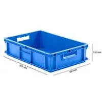 Ssi Stapelbak Eurobox serie EF 6140 - PP - L 600 x B 400 x H 140 mm - 26,8 l - gesloten wanden -open handgrepen - blauw