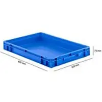 Ssi Stapelbak Eurobox serie EF 6070 - PP - L 600 x B 400 x H 75 mm - 14,3 l - gesloten wanden - gesloten handgrepen - blauw