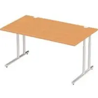 Schäfer Shop Desk COMBITEC, rechthoekig, C-poot, B 1600 x D 800 x H 677-817 mm, beuken/wit aluminium