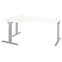 Schäfer Shop ERGO-T 2.0 hoekbureau, 90° hoek, aanbouw links, T-voet, B 2000 x D 1200/800 x H 675-895 mm, alu wit/wit