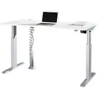 Schäfer Shop ERGO-T bureau, 1-staps elektrische hoogteverstelling, rechthoek, T-poot, B 1600 x D 800 x H 725-1195 mm, wit