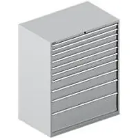 Schäfer Shop Ladekast SCHÄFER 64-36, 10 schuifladen, tot 75 kg, B 1193 x D 725 x H 1450 mm, blank aluminium