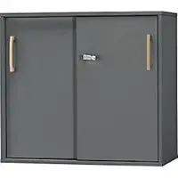 Schäfer Shop Start Off Wood Schuifdeurkast, tafelhoog, 2 OH, afsluitbaar, B 800 x D 420 x H 726 mm, hout, met glijders, grafiet