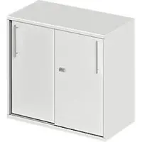 Schäfer Shop aanbouw-/schuifdeurkast Start Off, op tafelhoogte, afsluitbaar, B 800 x D 420 x H 726 mm, lichtgrijs/lichtgrijs