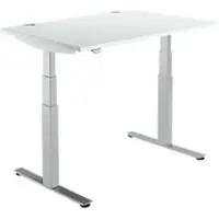Schäfer Shop Bureautafel DRIVE UP 2, T-poot, rechthoek, tweetraps elektrisch in hoogte verstelbaar, B 1200 mm, lichtgrijs/blank aluminium