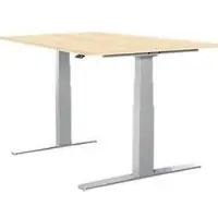 Schäfer Shop bureau LOGIN, elektrisch in hoogte verstelbaar, rechthoekig, T-poot, B 1200 x D 800 x H 645-1290 mm, ahorn/blank aluminium