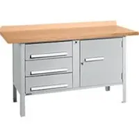 Schäfer Shop Box-type werkbank PWi 150-4, beuken multiplex blad, tot 750 kg, B 1500 x D 700 x H 840 mm, blank aluminium