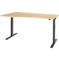 Schäfer Shop Bureau ERGO-T 2.0 - elektrisch in hoogte verstelbaar - vrije vorm aanbouw links - B 1800 x H 715-1205 mm - T-voet antraciet - ahorn decor - ons merk