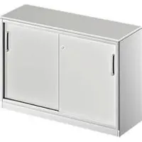 Schäfer Shop Schuifdeurkast TETRIS SOLID, 2 ordnerhoogten, B 1200 mm, incl. 19 mm afdekplaat, lichtgrijs/blank aluminium