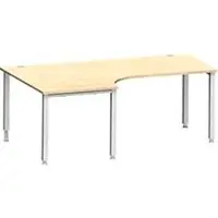 Schäfer Shop hoekbureau MODENA FLEX 90°, aanbouw links, 4-poots vierkante buis, B 2000 mm, ahorn/wit
