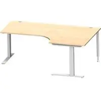 Schäfer Shop hoekbureau MODENA FLEX 90°, C-voet rechthoekige buis, B 2000 mm, bevestiging rechts, ahorn/wit aluminium
