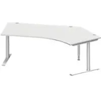 Schäfer Shop hoekbureau MODENA FLEX 135°, aanbouw rechts, C-voet ronde buis, B 2165 mm, lichtgrijs
