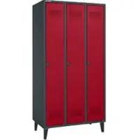 Schäfer Shop kledingkast met voetjes, 3 vakken, schroefslot, antraciet/rood, antraciet/rubberen rood