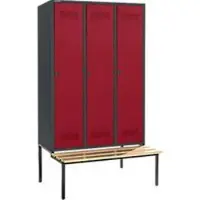 Schäfer Shop Kledingkast met bank, 3 compartimenten, 400 mm breedte van het compartiment, veiligheidsslot, antraciet/rood, antraciet/rubberrood