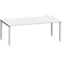 Schäfer Shop Bureau MODENA FLEX, rechthoekig, 4-poots vierkante buis, B 2000 x D 1000 x H 720-820 mm, aluminium lichtgrijs/wit