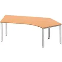 Schäfer Shop hoekbureau MODENA FLEX 135°, aanbouw rechts, 4-poots vierkante buis, B 2165 mm, beuken/wit