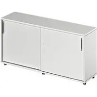 Schäfer Shop Schuifdeurkast TETRIS WOOD, 2 OH, B 1600 x D 421 x H 800 mm, hoogte inclusief glijders, lichtgrijs