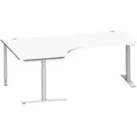 Schäfer Shop hoekbureau MODENA FLEX 90°, aanbouw links, T-poot ronde buis, B 2000 mm, wit/wit