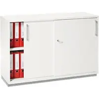 Schäfer Shop schuifdeurkast TETRIS WOOD, 2 OH, incl. stalen sokkel, B 1200 x D 421 x H 800 mm, wit