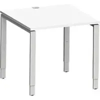 Schäfer Shop bureau Modena Flex, vierkant, rechthoekige buis met 4 poten, B 800 x D 800 x H 650-850 mm, wit/wit aluminium