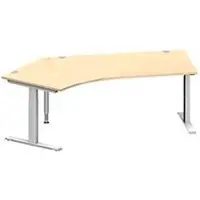 Schäfer Shop Hoekbureautafel MODENA FLEX 135°, T-poot rechthoekige buis, B 2165 mm, aanbouw links, esdoorn/blank aluminium