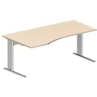 Schäfer Shop Desk PLANOVA BASIC, vrijstaand, aanbouw links, C-poot, B 1800 x D 1000/800 x H 717 mm, ahorn/wit aluminium + kabelgoot