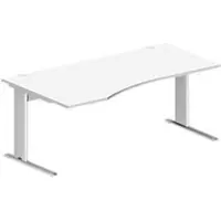 Schäfer Shop Desk PLANOVA BASIC, vrijstaand, aanbouw links, C-voet, B 1800 x D 1000/800 x H 717 mm, wit + kabelgoot