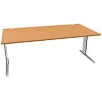 Schäfer Shop Desk PLANOVA BASIC, rechthoekig, C-voet, B 2000 x D 1000 x H 717 mm, beuken/wit aluminium + kabelgoot