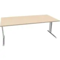 Schäfer Shop desk PLANOVA BASIC, rechthoekig, C-voet, B 2000 x D 1000 x H 717 mm, ahorn/wit aluminium + kabelgoot