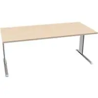 Schäfer Shop Desk PLANOVA BASIC, rechthoekig, C-voet, B 1800 x D 800 x H 717 mm, ahorn/wit aluminium + kabelgoot