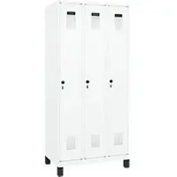 C+P Evolo Plus kledingkast, 3 vakken, 300 mm vakbreedte, met voeten, draaibare grendel, B 900 x D 500 x H 1950 mm, verkeerswit/verkeerswit