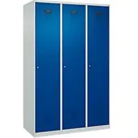 C+P Evolo Plus kledingkast, 3 vakken, 400 mm breed, cilinderslot, soft-close, B 1.200 x D 500 x H 1.850 m, lichtgrijs/gentiaanblauw