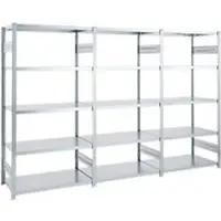 Ordo Insteekstelling Industry - stalen - 1 basisrek + 2 aanbouwrekken - modulair - B 2330 x D 535 x H 2000 mm - draagvermogen 1200 kg - 15 legborden - verzinkt