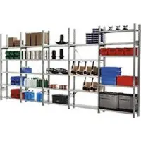 Ssi Legbordstelling R 3000, complete stelling 5,155 m, 1 basis- en 4 aanbouwsecties incl. 25 legborden, gegalvaniseerd, H 2278 x B 5155 x D 600 mm