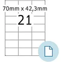 Herma Etiketten 8421, permanente kleefstof, bedrukbaar, B 70 x H 42,3 mm, papier, wit, 10500 stuks/500 vellen