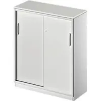 Schäfer Shop Schuifdeurkast TETRIS SOLID, 3 ordnerhoogten, 2 legborden, B 1000 mm, 19 mm afdekplaat, lichtgrijs/blank aluminium