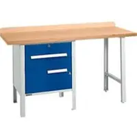 Schäfer Shop PWi 150-2 combinatiewerkbank, beuken multiplex blad, tot 750 kg, B 1500 x D 700 x H 840 mm, gentiaanblauw